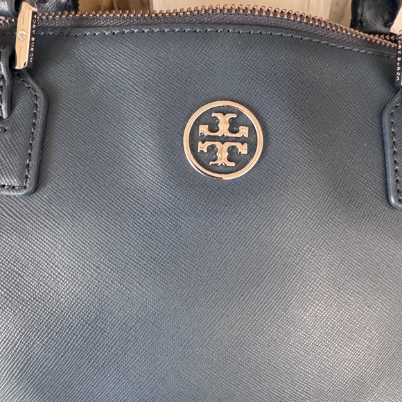 Tory Burch Saffiano Leather Satchel / Crossbody Hand Bag Purse Blue / Navy EUC - Picture 6 of 13